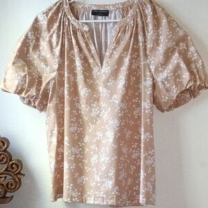 Lane Bryant Beige Floral Blouse